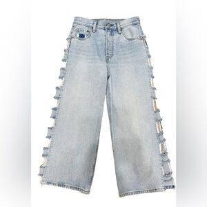 Levi’s Distressed Side Cut-Out Wide Leg Crop Jeans